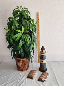 lot 142 image: Lighthouse Decor and Large Faux Plant
