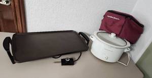 lot 239 image: Presto Griddle and Hamilton Beach Crockpot and Carrier