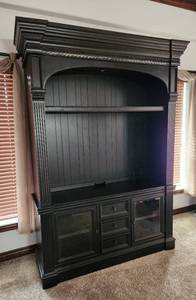 lot 266 image: BEAUTIFUL Entertainment Center (2 Separate Pieces) - Black - 70 W x 20 D x 87 H - Lighted - Power Supply in First Drawer Opening - Matches Lots 109, 110 and 221