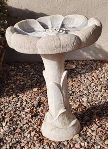 lot 406 image: Rose Concrete Bird Bath - 2 pcs - 21 Tall and 19 Width