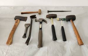 lot 447 image: Tools - Hatchet, Crowbars, Mallets and Hammer