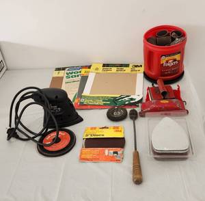 lot 459 image: Pro Series Detail Palm Sander and Accessories and Sandpaper