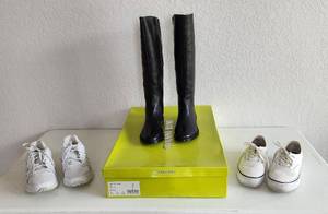 lot 272 image: Womens Boots and Shoes - Gianni Bini Boots and Sketchers are Size 7.5 and New Balance Shoes are Size 8