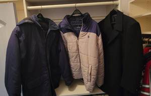 lot 289 image: Mens Coats - US Polo Size Large - Haggar Size 40 - Roundtree & Yorke Size M