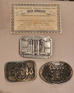 lot 310 image: Coors Beer and Numbered Beer Drinkers Belt Buckles