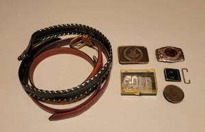 lot 320 image: Leather Belts Size 34 and Belt Buckles
