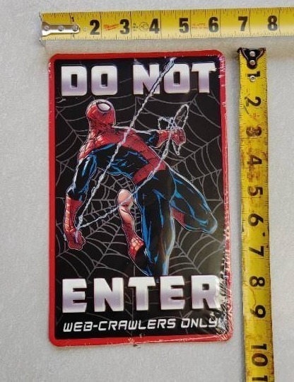 lot 12 image: Spiderman Do Not Enter Tin Sign