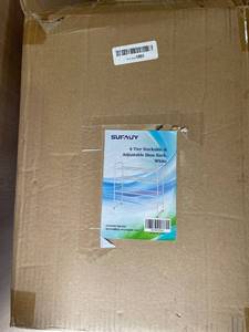 lot 350 image: 4-Tier Stackable & Adjustable Shoe Rack, White - Assembly required