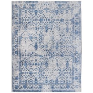 lot 363 image: ReaLife Rugs Machine Washable Printed Vintage Distressed Trellis Gray-Blue Eco-friendly Recycled Fiber Area Runner Rug (3 x 5)