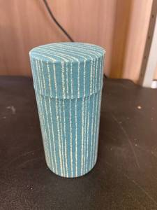 lot 377 image: Fabric Covered Tin Tea Container - 5 oz.