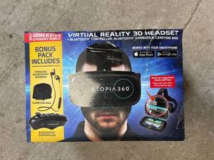 lot 394 image: Emerge Tech EUVRC Utopia 360Degree Virtual Realty Headset with Bluetooth Controller Earbuds & Carrying Bag Bundle, Black
