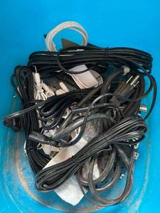 lot 407 image: Miscellaneous Cords and Adapter Boxes in Blue Plastic Tote