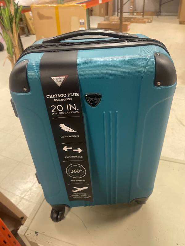 Travelers Club Chicago Hardside Expandable Spinner Luggage, Teal, 20 Carry-On