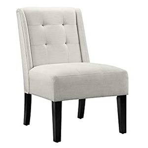 lot 28151 image: Amazon Basics Modern Tufted Accent Chair with Solid Wood Legs, Beige (B0871D4XPB)