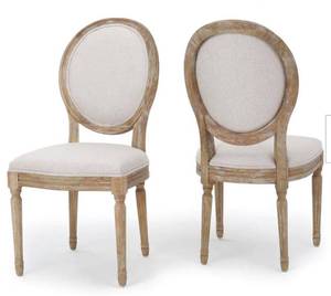 lot 28157 image: Noble House Phinnaeus Beige Fabric Dining Chairs (Set of 2)