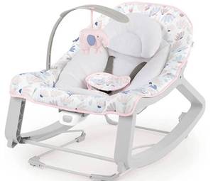 lot 28171 image: Ingenuity Keep Cozy 3-in-1 Grow with Me Vibrating Baby Bouncer Seat & Infant to Toddler Rocker - Burst (Pink), Newborn and up