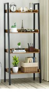 lot 28174 image: 4 Tier Bookshelves-Ladder Bookshelf w Open Shelf for Storage, Brown