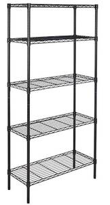lot 28183 image: Amazon Basics 5-Shelf Adjustable, Heavy Duty Storage Shelving Unit (350 lbs loading capacity per shelf), Steel Organizer Wire Rack, Black (36L x 14W x 72H)