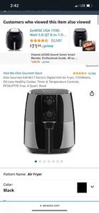 lot 28197 image: Elite Gourmet EAF4617 Electric Digital Hot Air Fryer, 1350Watts, Oil-Less Healthy Cooker, Timer & Temperature Controls, PFOAPTFE Free, 4 Quart, Black