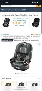 lot 28201 image: Graco 4Ever DLX 4 in 1 Car Seat, Infant to Toddler Car Seat, with 10 Years of Use, Bryant , 20x21.5x24 Inch (Pack of 1