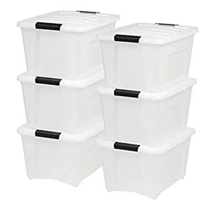 lot 28202 image: IRIS USA 32 Qt. Stack and Pull Storage Container Box Storage Bin, White