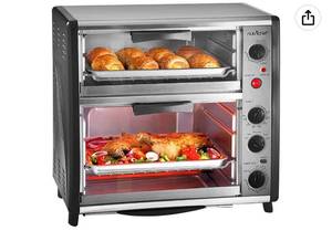 lot 28223 image: NutriChef Multi-Functional Dual Oven Cooker, Toaster, Broiler Roast And Rotisserie Convection Cooking Ready, Large 42 QT Capacity Dual Tier Oven, For Kitchen Table Or Countertop Use - 1780 watts