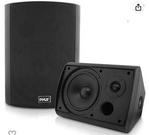 lot 28225 image: Pyle Pair of Wall Mount Waterproof & Bluetooth 6.5 IndoorOutdoor Speaker System, with Loud Volume and Bass. (Pair, Black. PDWR62BTBK)