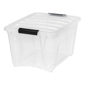 lot 28227 image: IRIS USA 32 Qt Clear Plastic Storage Box with Latches, 5-pack