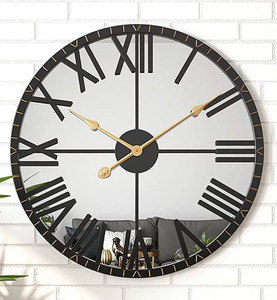 lot 28235 image: DAYDAYART Modern Mirror Wall Clock, Large Vintage Retro Wall Decor, Metal Frame Big Silent Non Ticking Clock for Living Room Decor, Kitchen, Bedroom, Study Decoration, 24 Inch