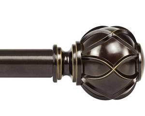 lot 56870 image: KAMANINA 1 Inch Curtain Rod Telescoping Single Drapery Rod 72 to 144 Inches (6-12 Feet), Netted Texture Finials, Antique Bronze