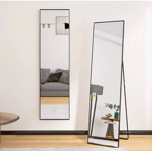 lot 56872 image: Beauty4U 60 x 16 Full Length Mirror Floor Mirror Wall-Mounted Hanging Standing Mirror with Aluminum Alloy Frame for Bedroom Livingroom Home, Black