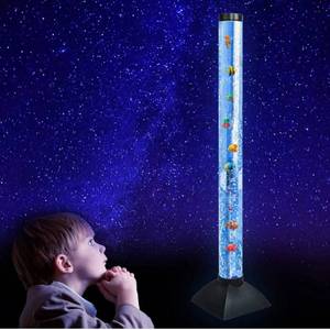 lot 56873 image: SUMGREEN 8 Color Changing LED Sensory Bubble Tube 4 Ft wExtra Stable Base & 7 Fake Fishes, Bubble Lamp wRF Remote Aquarium Column Stand for Living Room Decor, Kids Bedroom