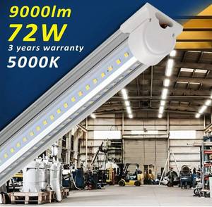 lot 56874 image: Barrina LED Shop Light Fixture 8ft, T8, 72W 9000lm 5000K, Clear Cover, V Shape, Daylight White, Tube Light, Hight Output, Bulbs for Garage, Warehouse, Plug and Play (Pack of 6