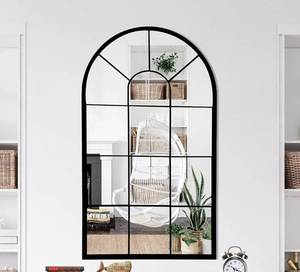 lot 56879 image: retails for 146.90 HQiJun Wall Mirror Window Decorative Mirrors Arched Farmhouse for Living Room Bedroom Entryway Bathroom Vanity (41.3�� x0.9��x24��)