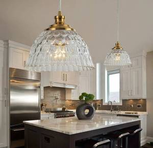 lot 56919 image: KSRYSZCQ Modern Glass Pendant Light,Small Gold Pendant Light Fixtures, Adjustable Hanging Lights for Kitchen Island Dining Room Hallway