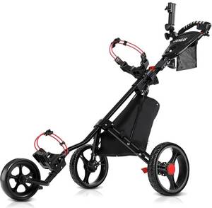 lot 56934 image: JANUS Golf Push cart,Foldable Golf Cart,Golf Bag cart for Men WomenKids��Golf Pull cart with Foot Brake & Umbrella Holder & Phone Holder& ice Bag