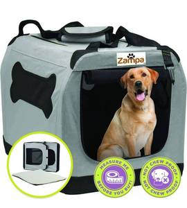 lot 56937 image: Retail $120 Zampa Dog Crates for Extra Large Dogs Size 48��x31��x31�� Pet Carrier  Portable & Collapsible & Foldable Crates for Car Travel, Outdoor & Indoor  Carrying Case.