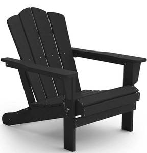 lot 56938 image: Retail $140 KINGYES Folding Adirondack Chair, HDPE All-Weather Folding Adirondack Chairs, Outdoor Patio Weather Resistant Adirondack Chair for Deck Lawn fire Pit, Black