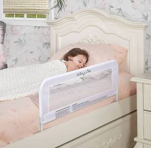 lot 56952 image: Dream On Me Lightweight Mesh Security Adjustable Bed Rail for Toddler with Breathable Mesh Fabric in White