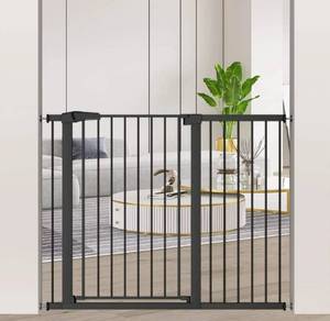 lot 56956 image: retails for 116.99 38.5 Extra Tall Pet Gate Pressure Mounted - Walk Through Baby Gates with Door for The House Stairs Doorways - Puppy Doggy Dog Gates Fence Child Safety Gate 43.31-46.06 Wide