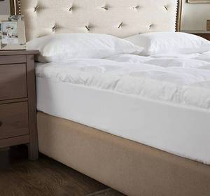 lot 56973 image: Feather and Loom Fitted White Goose Nano Feather(tm) Mattress Topper - Two Layers of Softness, 100% Natural Cotton Cover
