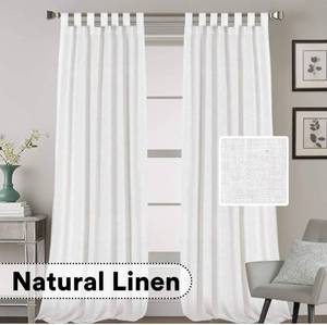 lot 56977 image: H.VERSAILTEX Natural Effect Extra Long Curtains Made of Linen Mixed Rich Material, Tab Top Curtains Pair Window CurtainsDrapePanels for Bedroom (Set of 2, 52 by 108 Inch, Off White)