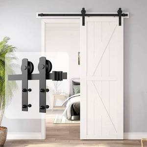 lot 56981 image: HomLxaLx 5ft Heavy Duty Sturdy Sliding Barn Door Hardware Kit for Single Door, Easy to Install and Reusable - Fit 1 38-1 34 Thickness & 30 Wide Door Panel, Black (I Shape Hanger)