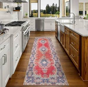 lot 56982 image: Washable Rug Runners Red 26x9, Carpet Runner Hallway, Runner Rugs with Rubber Backing, Non Slip Area Persian Rug, Kitchen Runner, Rug Long Runner, Foldable Rug Thin, Vintage Bohemian Runner