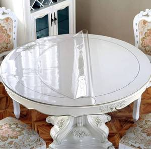lot 56984 image: OstepDecor 2mm Thick 48 Inch Round Clear Table Protector Round Table Cover Protector Round Table Top Protector Plastic Table Cover Round Table Protector for Dining Room Table