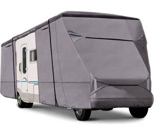 lot 56986 image: RVMasking 500D Top Class C Cover RV Cover Upgraded Waterproof Camper Cover for 26 - 29 RV Camper Motorhome with 4 Tire Covers, Gutter Cover
