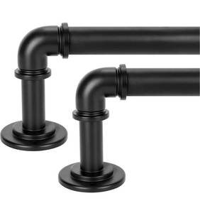 lot 56993 image: Black Industrial Curtain Rods 2 Pack,Curtain Rods for Windows 48 to 84 inch(4-7ft),1 Blackout Wrap Around Curtain Rods,Indoor and Outdoor,Matte Black