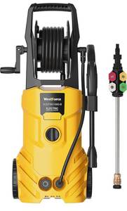 lot 56998 image: retails for 165.00 WestForce Electric Pressure Washer, 3000 PSI 1.85 GPM Power Washer, 1800 W High Power Cleaner with 5 Nozzles, Hose Reel, Detergent Tank Ideal for Car, Home, Garden