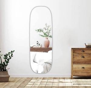 lot 57009 image: Honyee Wall Mirror, Simple and Classic Full Length Mirror, Polished Edge Frameless Mirror for CloakroomBedroomLiving Room and More(59 x 19 Oval)