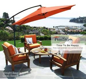 lot 57012 image: FRUITEAM 9FT Offset Hanging Patio Umbrella, Outdoor Market Cantilever Umbrella Polyester Shade 95% UV Protection for Backyard, Poolside, Lawn and Garden wEasy Tilt Adjustment